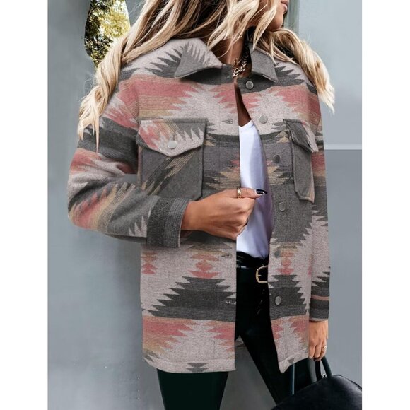 Women Pink Collared V Neck Button Down Oversized Long Sleeve Shirt Top - Picture 5 of 6